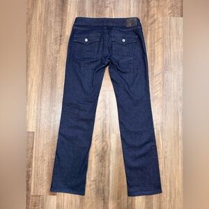 True Religion Billie Dark Wash Jeans Low Rise Straight Leg, Flap Pockets Size 30